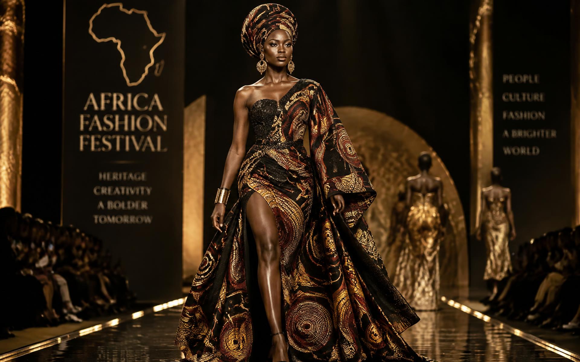 Défilé de mode africaine sur le podium de l’Africa Beauty Festival